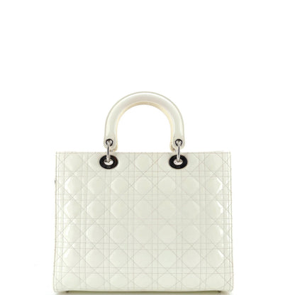 Christian Dior Lady Dior Bag Cannage Quilt Patent Large