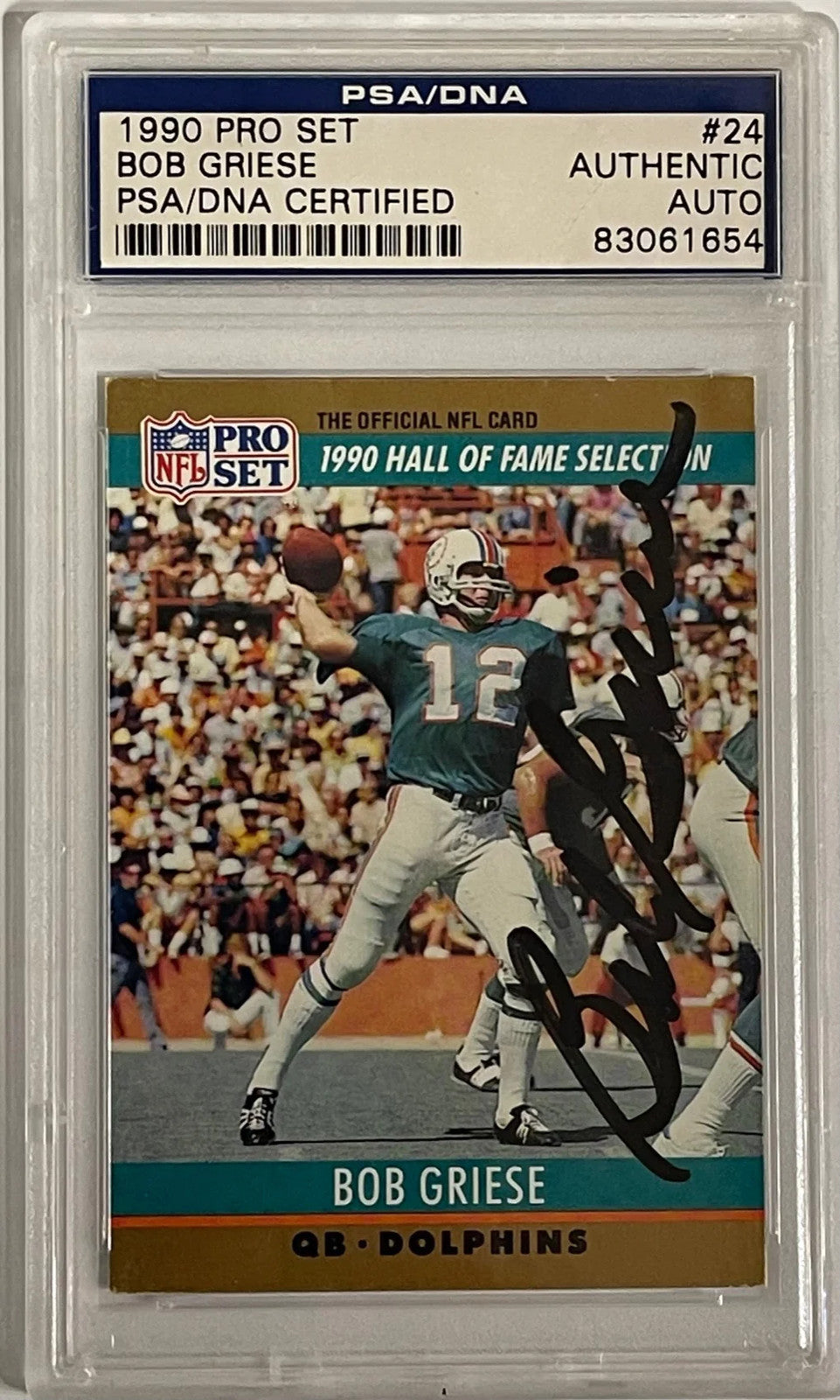Bob Griese Autographed 1990 Topps Card #24 (Psa)