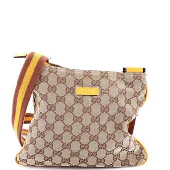 Gucci Web Strap Zip Messenger Bag Gg Canvas Small