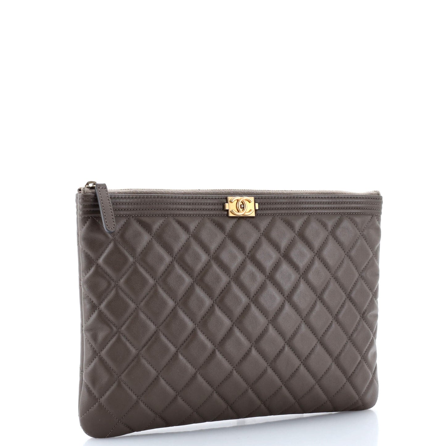 Chanel Boy O Case Clutch Quilted Lambskin Medium