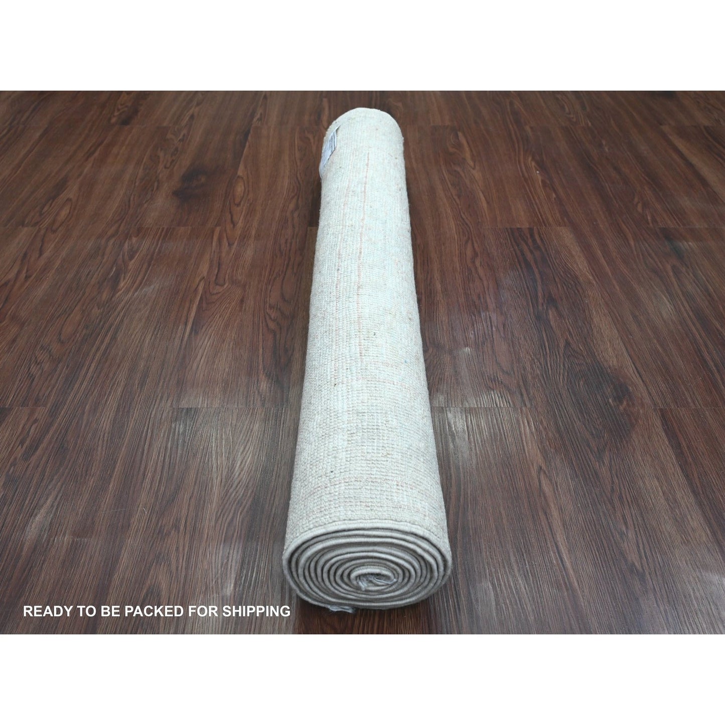 3'X9'7" Medium Gray Afghan Angora Oushak Hand Knotted All Wool Runner Rug