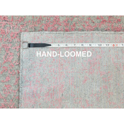 2'6"X11'10" Wool & Art Silk Erased Design Runner Hand Loomed Jacquard Rug