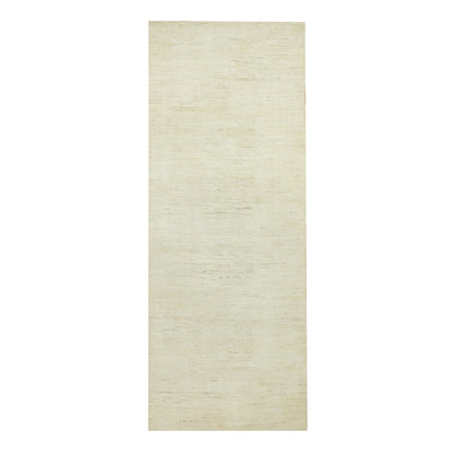 5'1X13'10" White Denser Weave Pure Wool Hand Knotted Wide Oriental Rug
