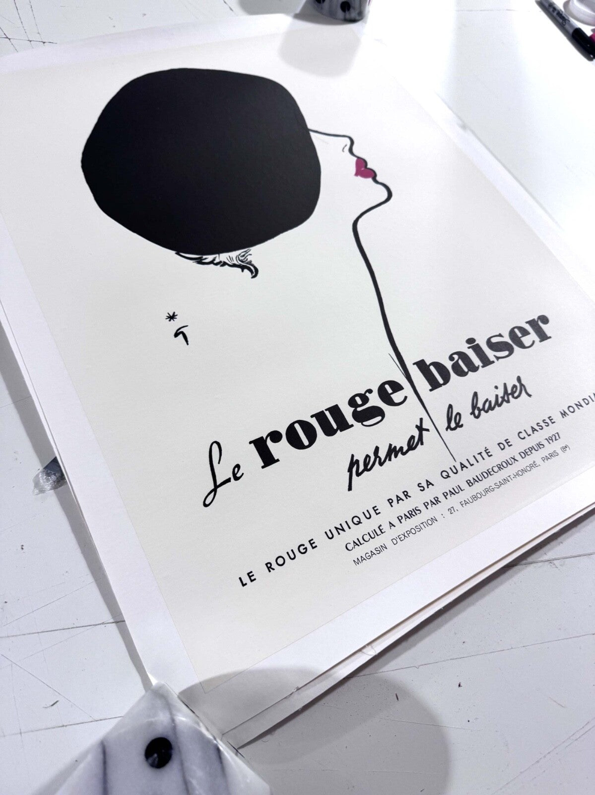 Le Rouge Baiser Poster Rene Gruau (Beret) Vintage Fashion Poster Dior Style