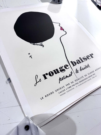 Le Rouge Baiser Poster Rene Gruau (Beret) Vintage Fashion Poster Dior Style