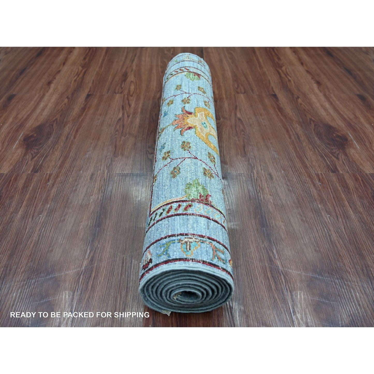 2'9"x8'6" Blue Afghan Sultani with All Over Design Wool Runner Rug