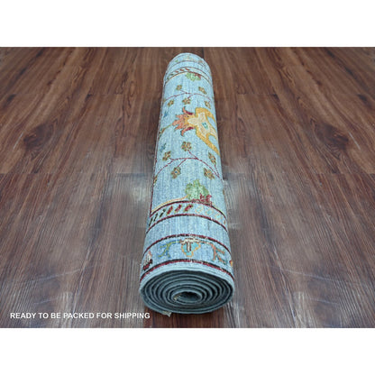 2'9"x8'6" Blue Afghan Sultani with All Over Design Wool Runner Rug