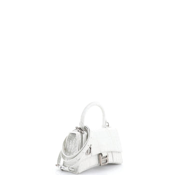 Balenciaga Hourglass Top Handle Bag Crocodile Embossed Leather Xs