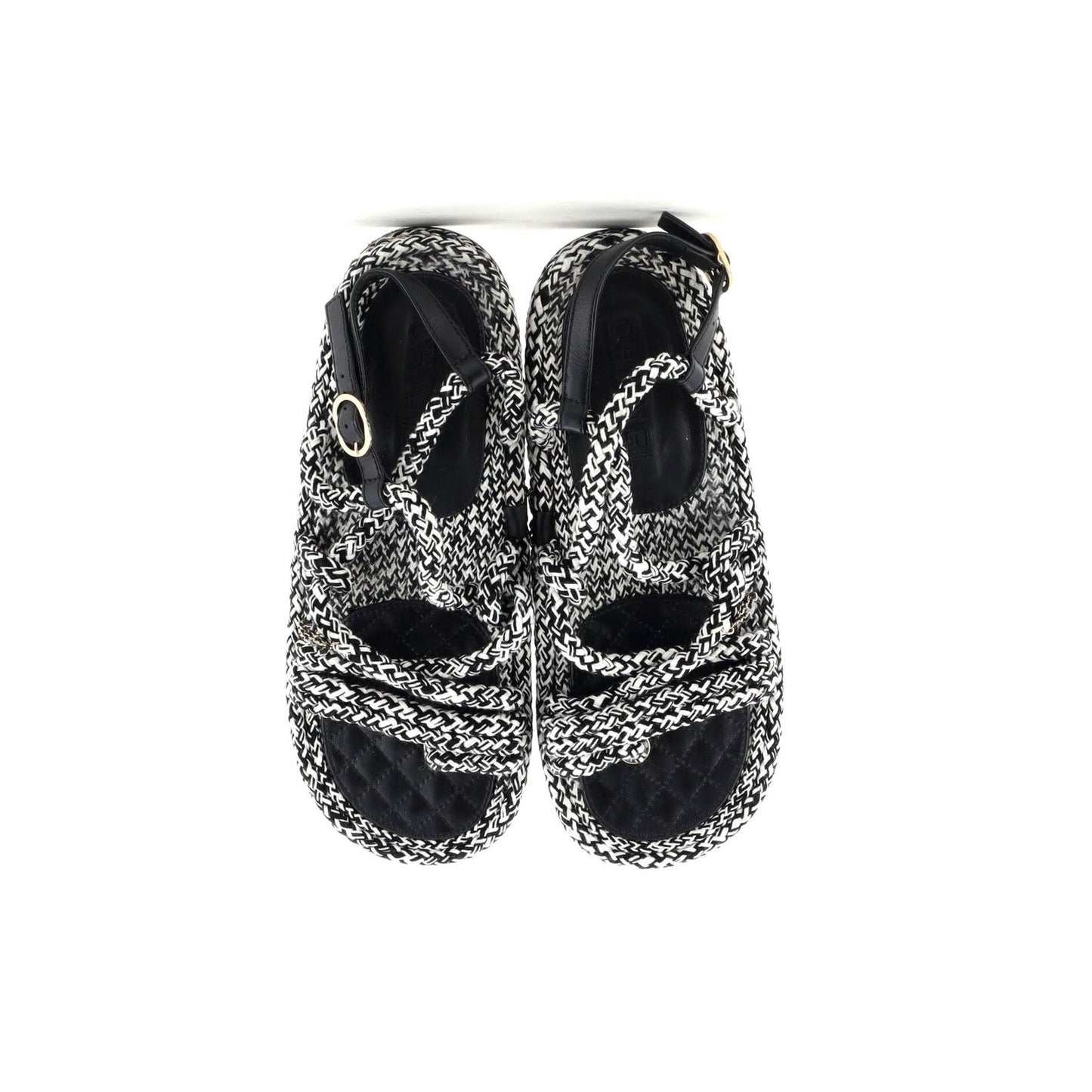 Chanel Women'S Cc Chain Sandals Braided Cord