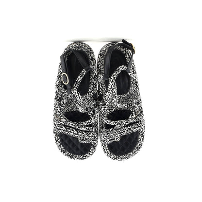 Chanel Women'S Cc Chain Sandals Braided Cord