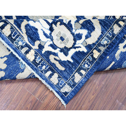 8'2"X9'8" Byzantine Blue Peshawar With Mahal Design Wool Hand Knotted Rug