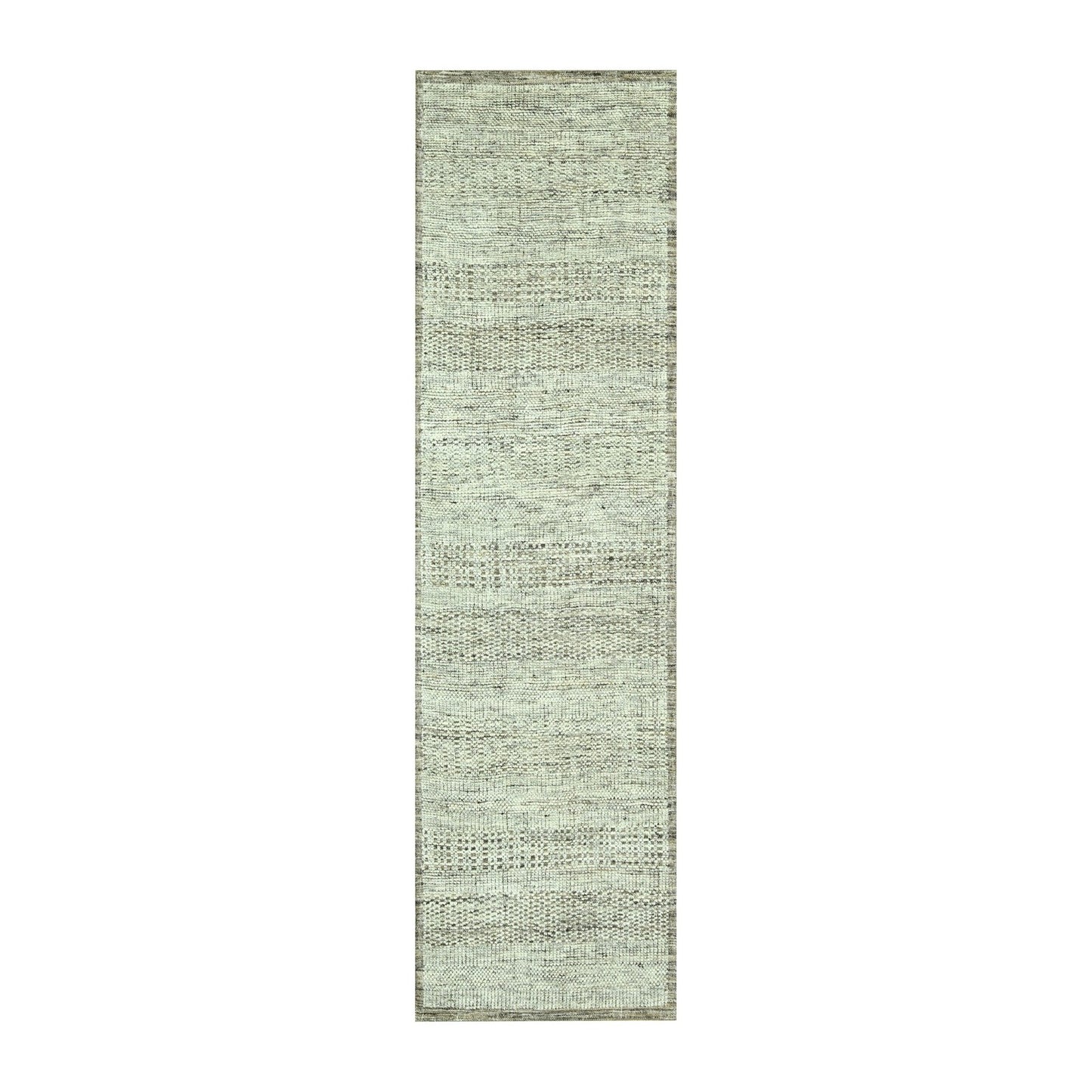 2'7"X10' Brown Hand Knotted Rug Wool Oxidized Grass Design Runner Oriental