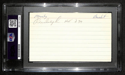 Mendy Rudolph Hof Signed/Auto 3X5 Index Card Basketball Referee Psa/Dna 188585