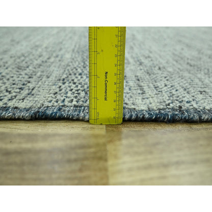 10'X13'10" Teal Blue Pure Wool Rug Oxidized Grass Design Hand Knotted