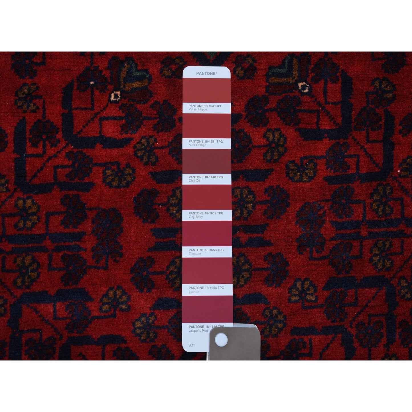 3'4"X4'10" Deep Red Afghan Khamyab Soft Wool Hand Knotted Rug