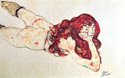 Egon Schiele Lithograph From An Painting Coa Signed In Pen Numbered