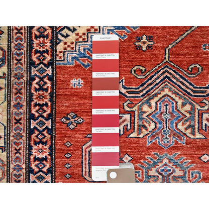 8'1"X10' Gypsy Red Afghan Super Kazak Pure Wool Hand Knotted Oriental Rug