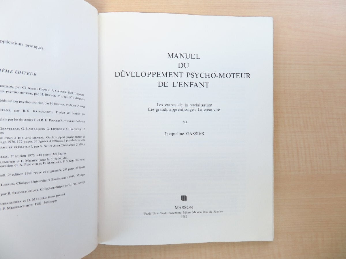 Manuel Du Developpement Psycho-Moteur De L'Enfant 1St 1981 Masson French