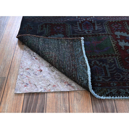 3'X9'9" Overdyed Purple Vintage Zoroastrian Wool Hand Knotted Runner Rug