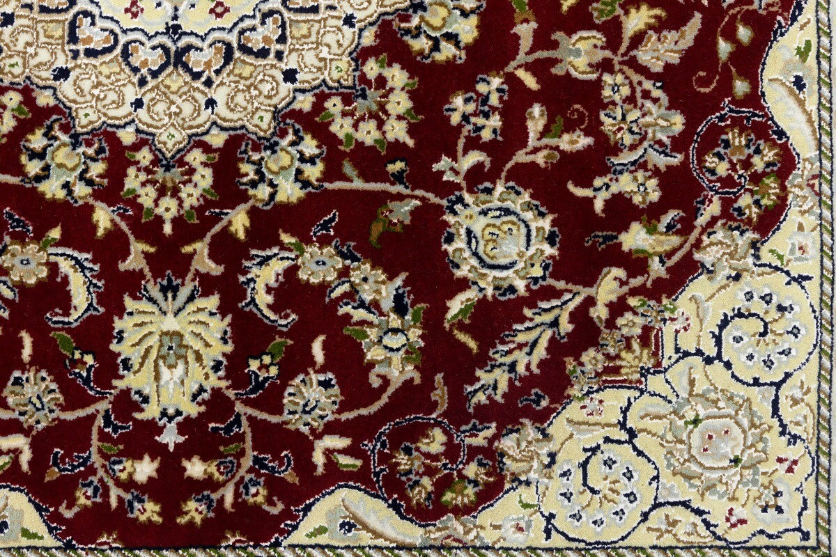 6X6 Ft Square Red Floral Indo-Nain Rug Classic