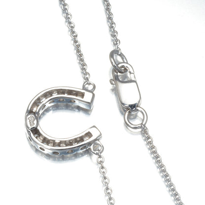 Star Jewelry Necklace Diamond Horseshoe 18K 750 White Gold
