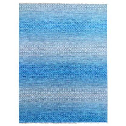 9'1"X12'2" Blue Hand Knotted Chiaroscuro Collection Wool Oriental Rug
