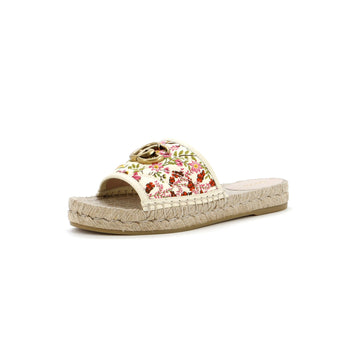 Gucci Women'S Gg Marmont Espadrilles Slide Sandals Quilted Printed Canvas