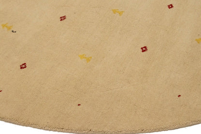 8X8 Ft Round Gabbeh Rug Modern Beige Tribal