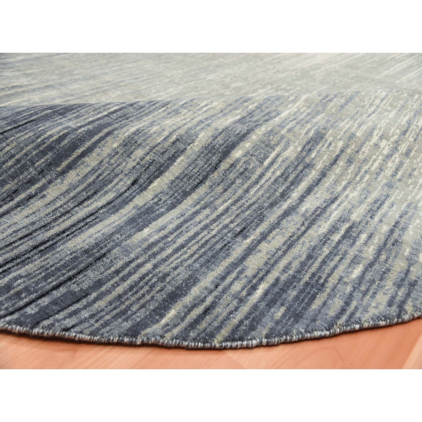 10'X10' Gray Modern Ombre Organic Wool Hand Knotted Round Oriental Rug