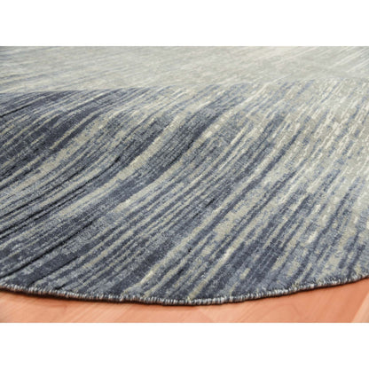 10'X10' Gray Modern Ombre Organic Wool Hand Knotted Round Oriental Rug