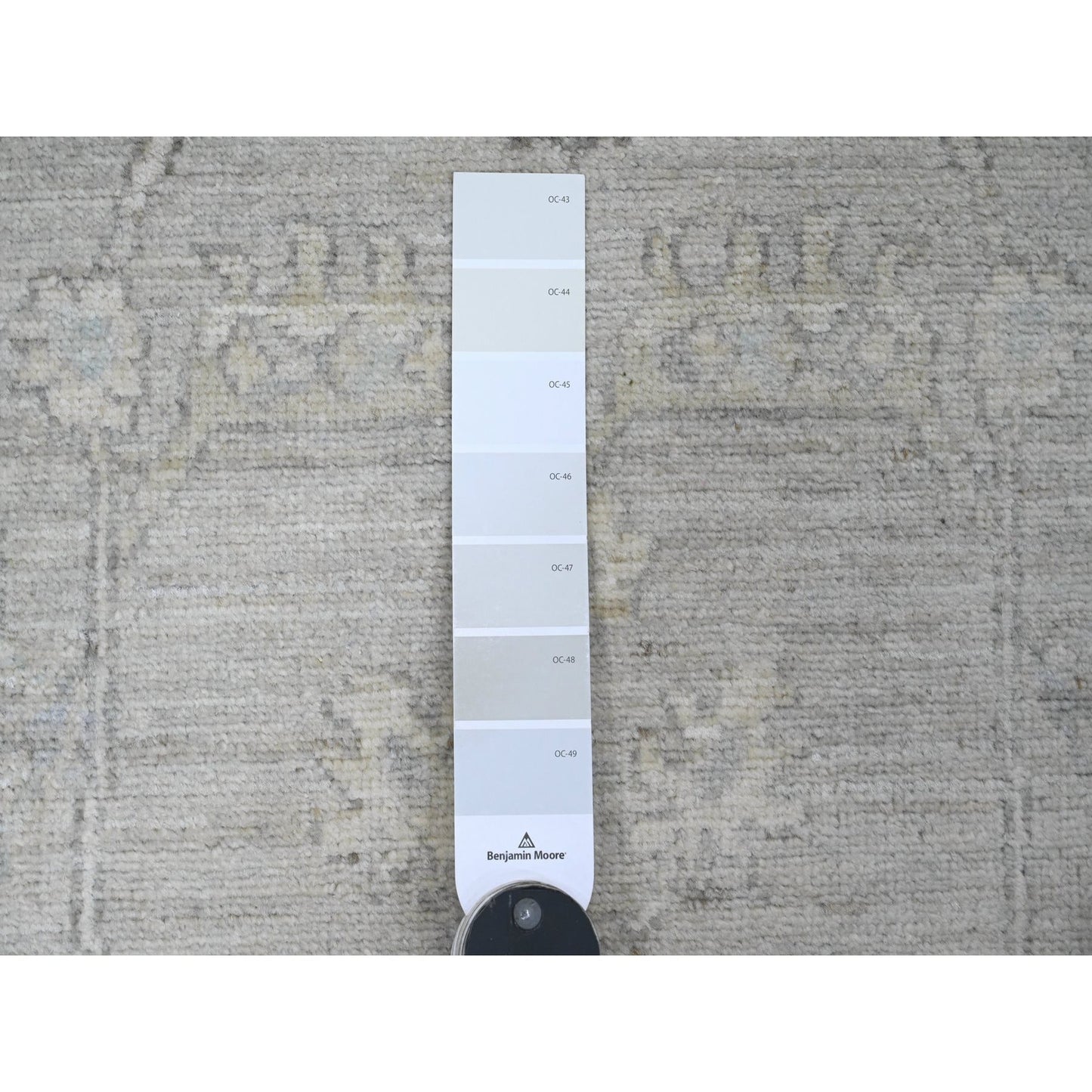 2'8"X10' Gray Washed Out Peshawar Leaf Motif Hand Knotted Wool Runner Rug