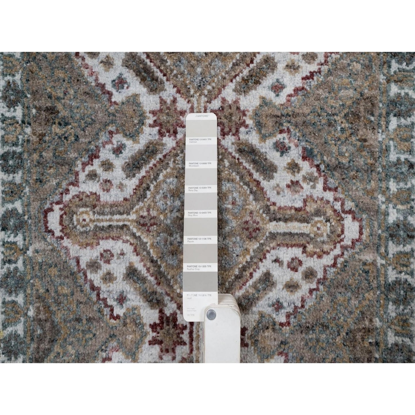 2'X3' Ivory Hand Knotted Mat Rug Flower Rosettes Design Natural Wool