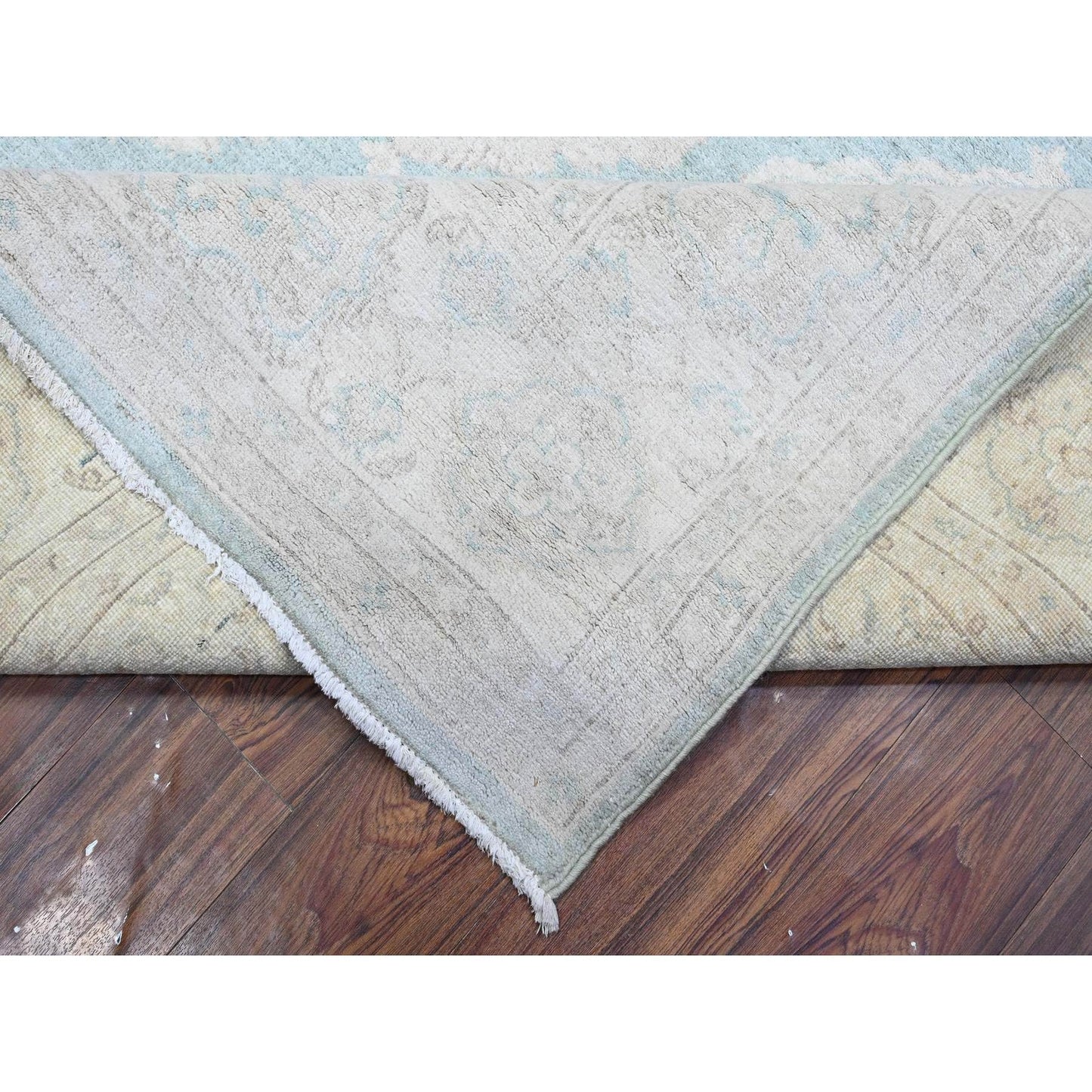 8'X10'4" Laurel Green Hand Knotted Fine Aryana Peshawar Wool Oriental Rug