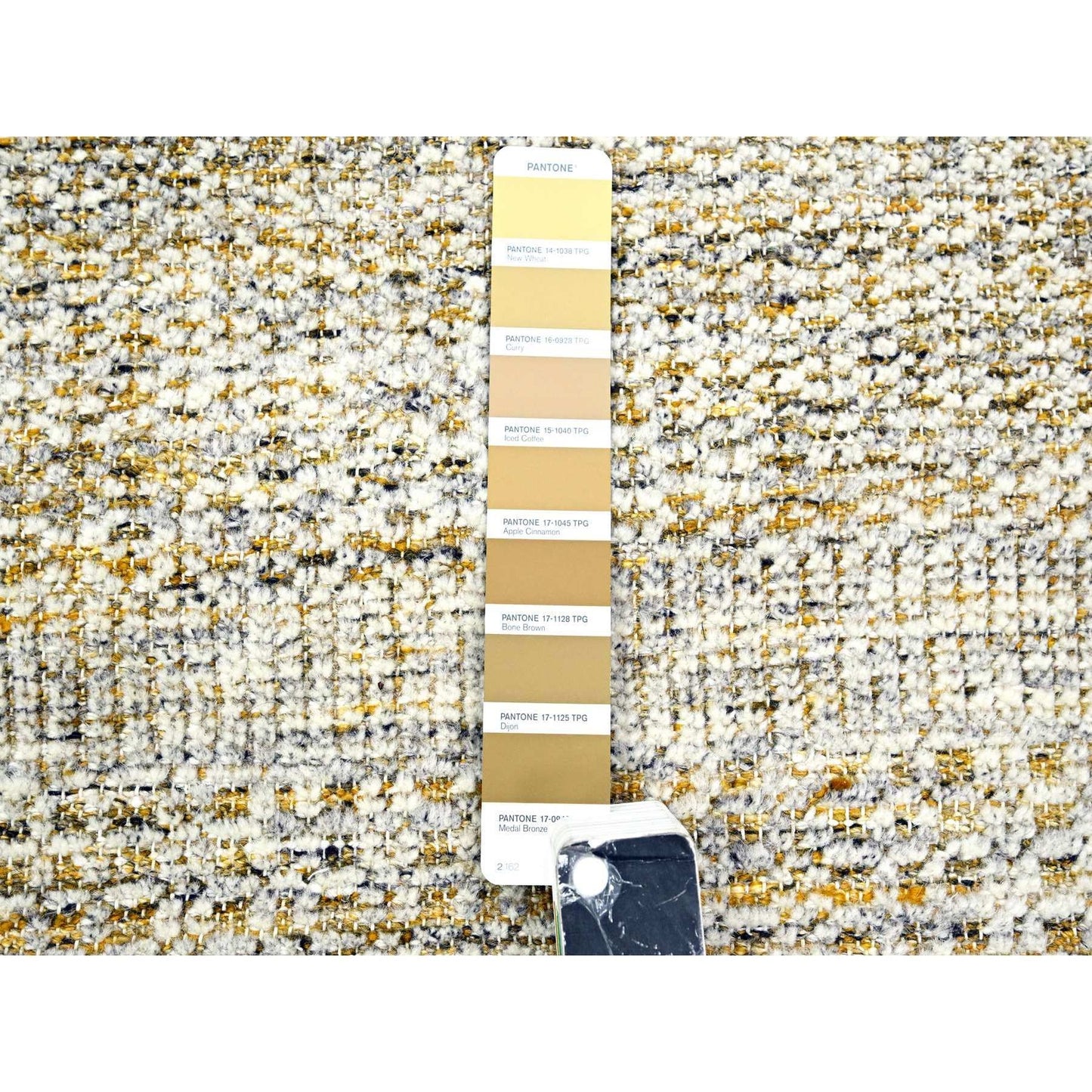 2'8"X8'2" Gold Hand Knotted Oxidized Grass Design Pure Wool Runner Rug