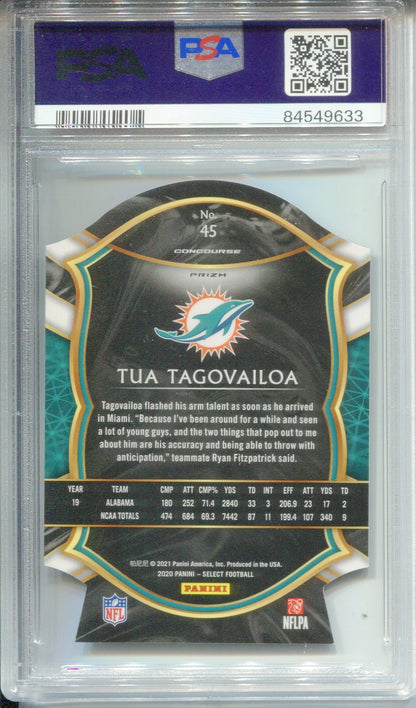 Tua Tagovailoa 2020 Panini Select Die Cut Purple Prizm Rookie Card #45 (Psa 9)