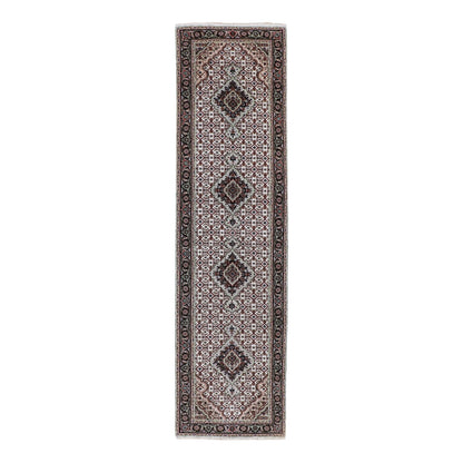 2'8"X10'1" Ivory Mahi Fish Design Wool And Silk Hand Knotted Runner Rug