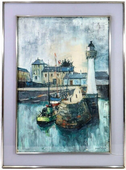 Bernard Lignon (French) Original Painting Oil On Canvas Signed Framed Port