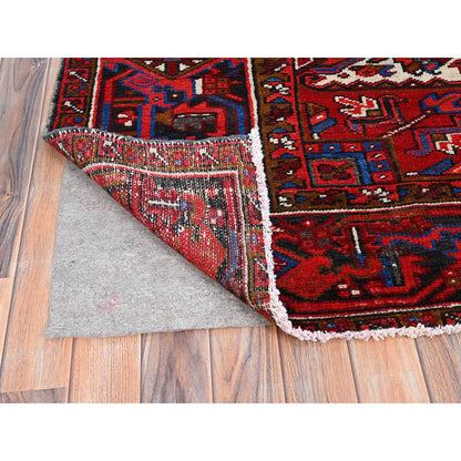 8'X11' Red Abrash Antique Zoroastrian Heris Hand Knotted Pure Wool Rug