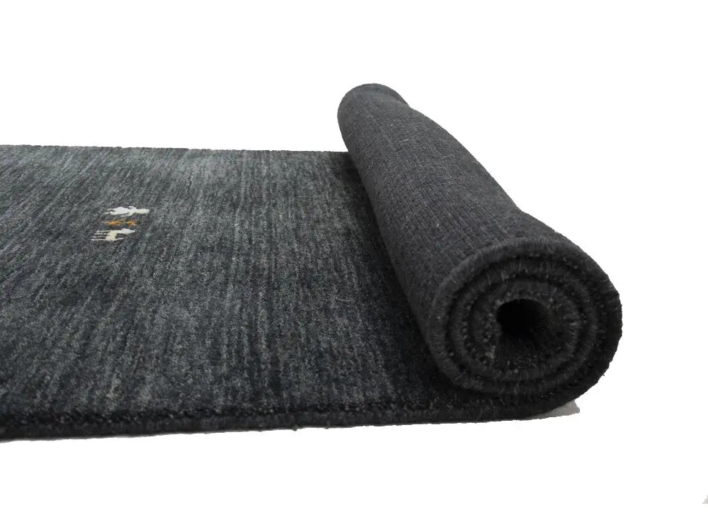 Plush Gabbeh Runner Rug Charcoal Tribal Modern