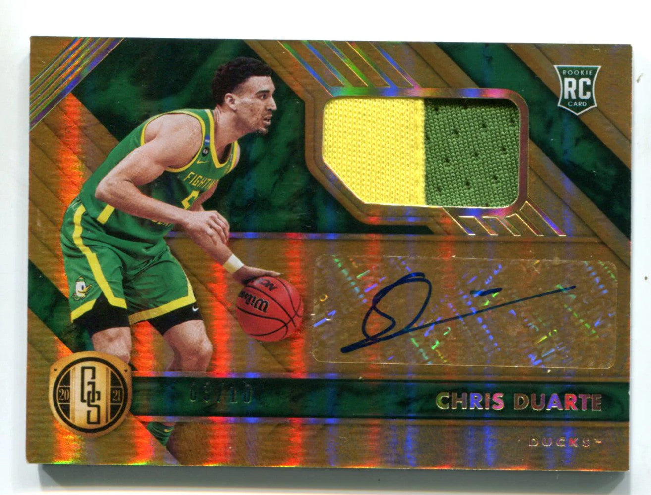 Chris Duarte 2021 Panini Gold Standard Jersey Patch Auto #Gscdu Rc /10