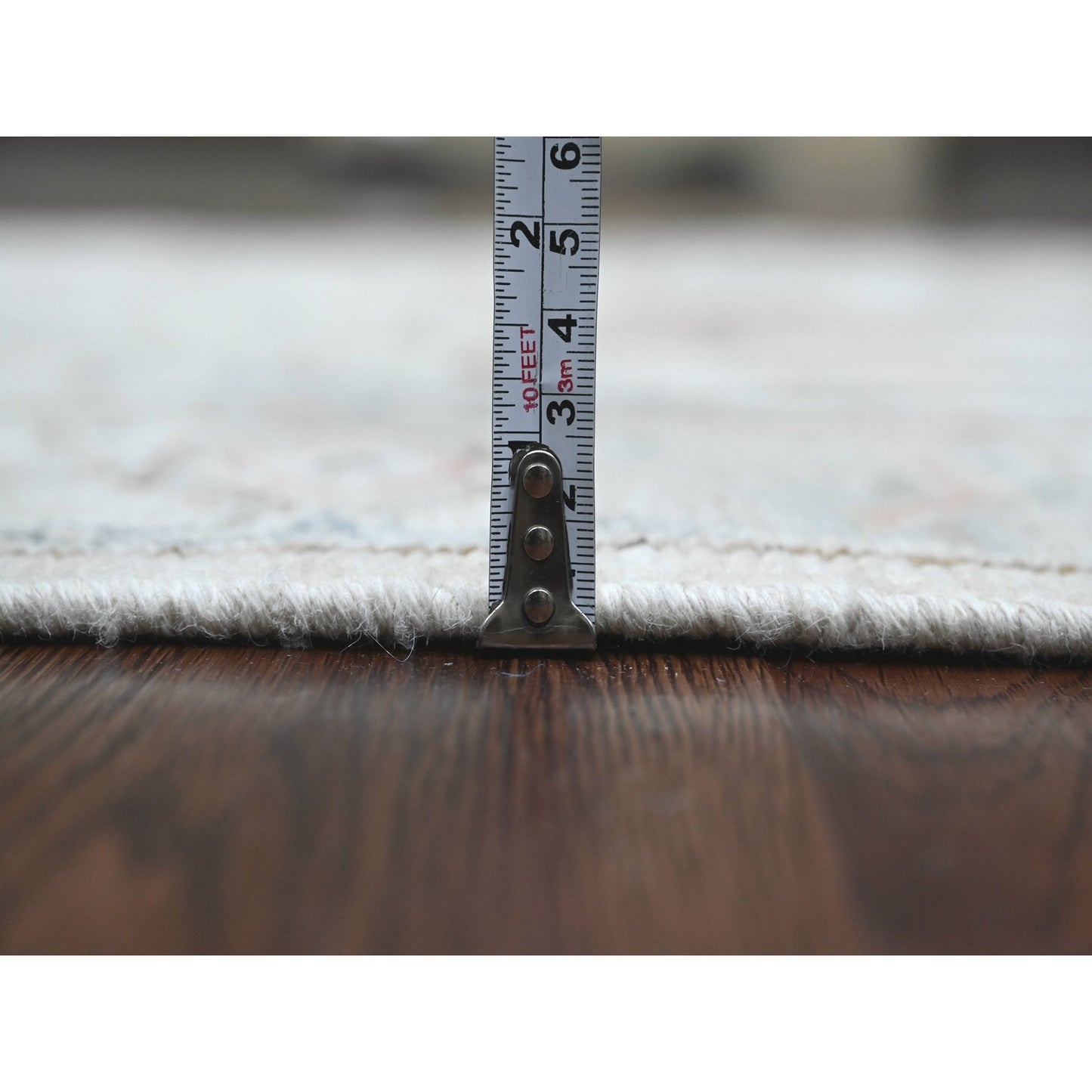 3'X15'9" White Afghan Angora Oushak Pure Wool Hand Knotted Runner Rug