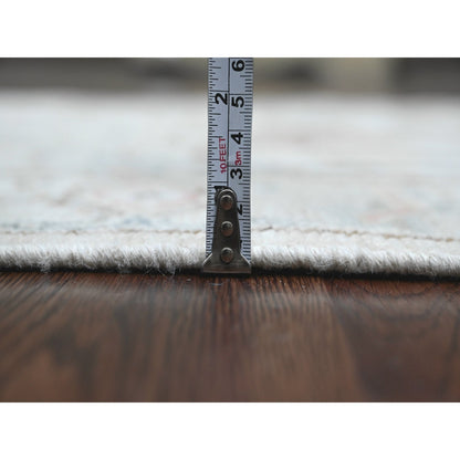 3'X15'9" White Afghan Angora Oushak Pure Wool Hand Knotted Runner Rug