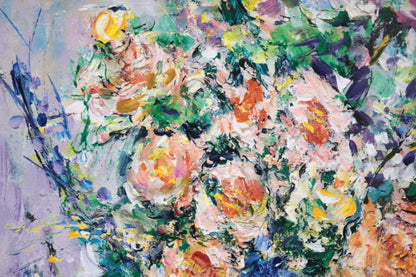 Rita Asfour Original Lithograph Pencil Signed Still Life Bouquet Of Flowers