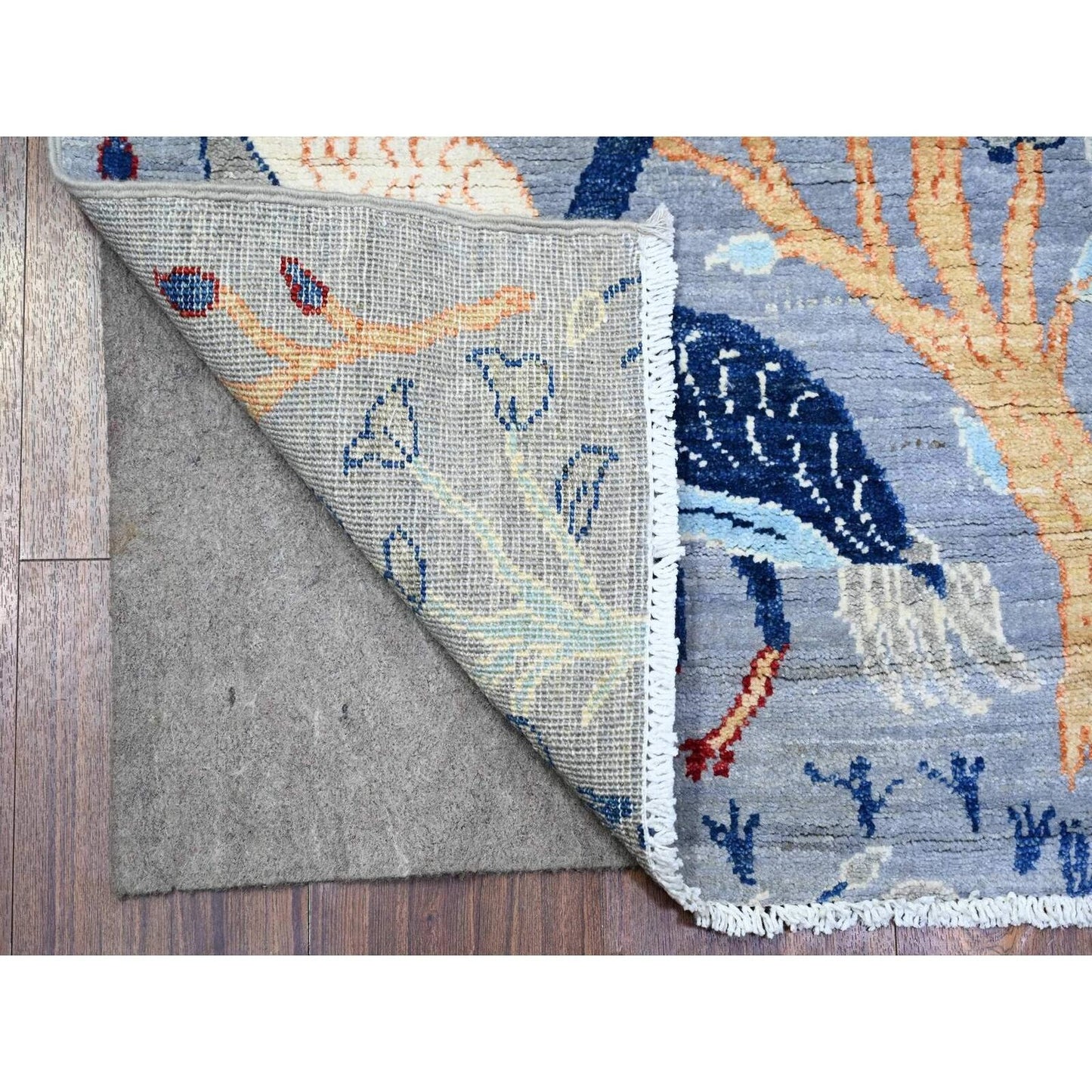 2'7"X7'8" Oxford Gray Afghan Peshawar Wool Hand Knotted Runner Rug