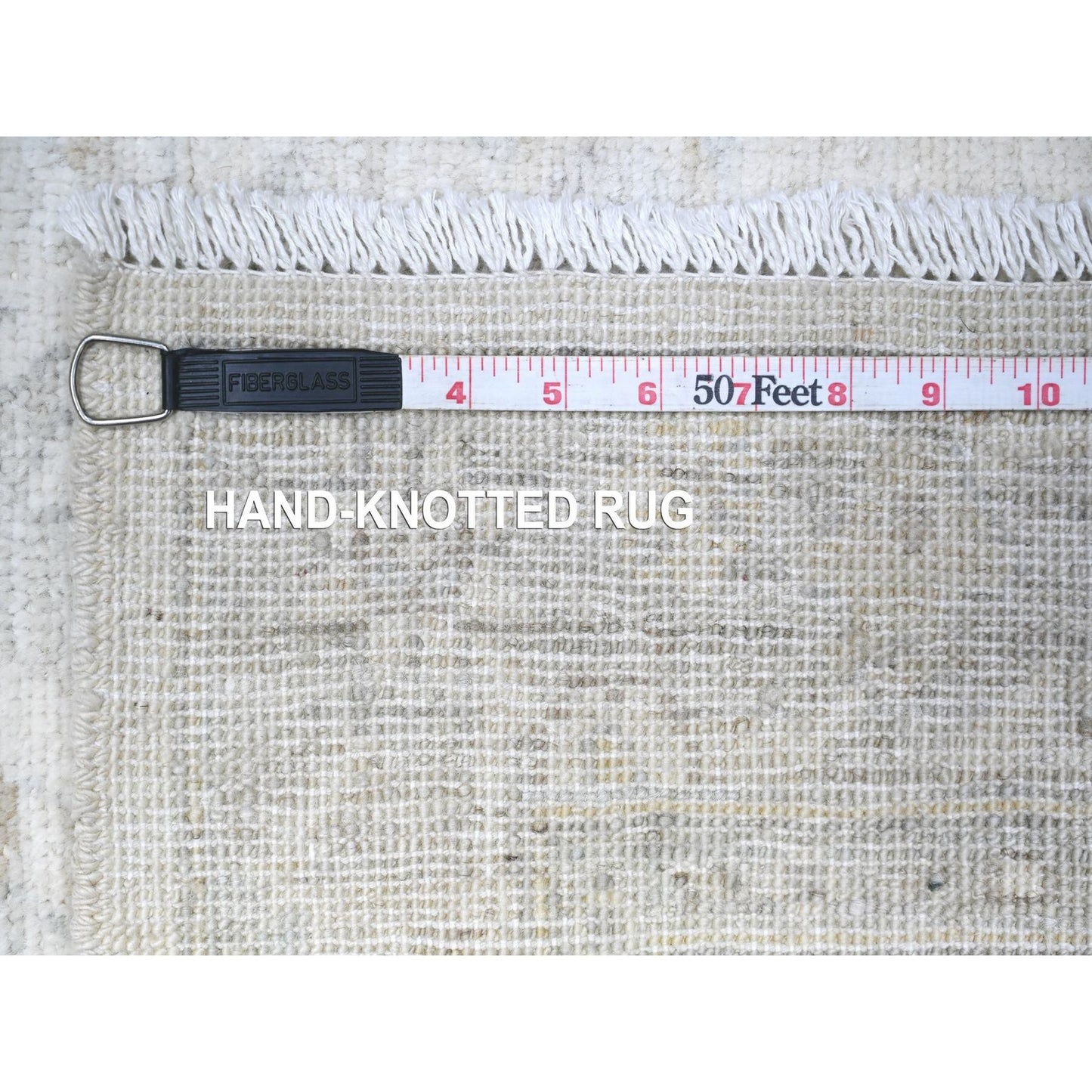 2'8"X11'3" Ivory White Wash Peshawar Hand Knotted 100% Wool Runner Rug