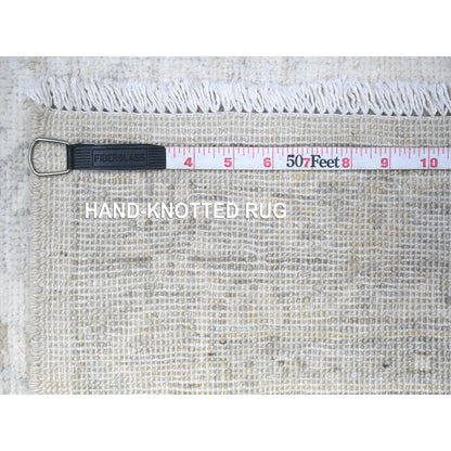 2'8"X11'3" Ivory White Wash Peshawar Hand Knotted 100% Wool Runner Rug