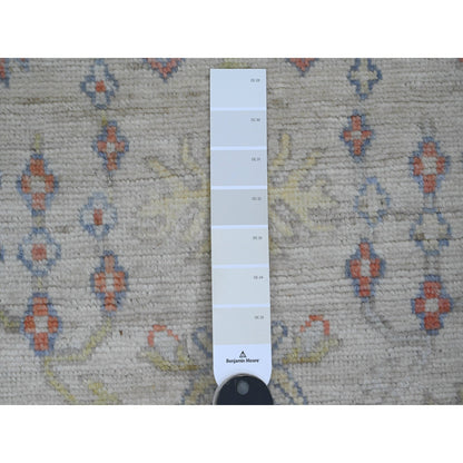 4'X6' Gray Hand Knotted Afghan Angora Oushak Leaf Design Pure Wool Rug