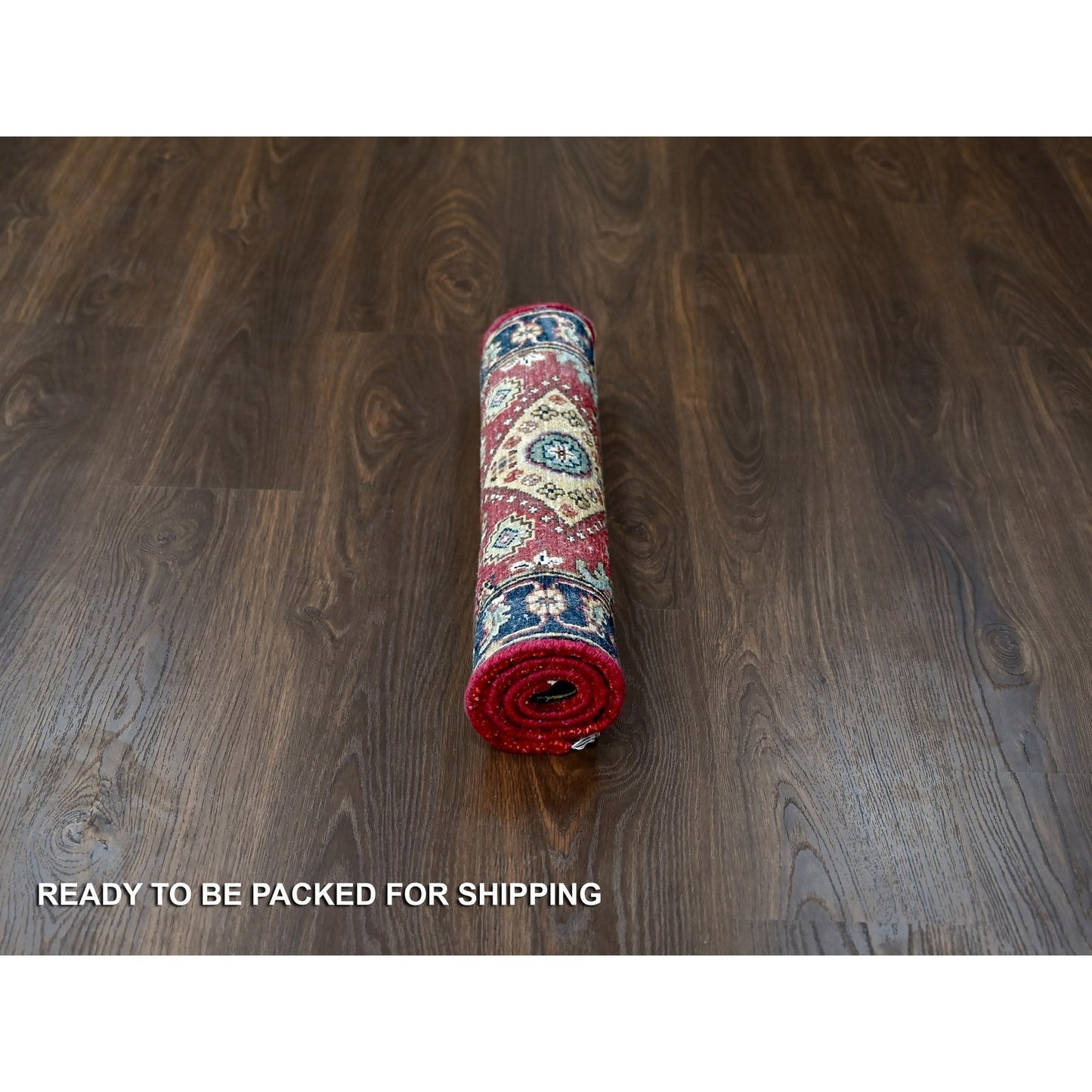 2'X3' Rich Red Karjihooz Geometric Medallions Wool Hand Knotted Mat Rug