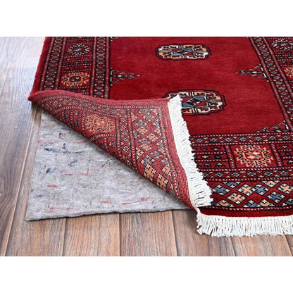 2'7"X7'10" Scarlet Red Princess Bokara Soft Wool Hand Knotted Runner Rug