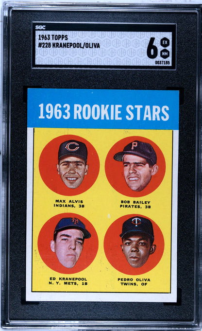 Ed Kranepool, Tony Oliva, Max Alvis & Bob Bailey 1963 Topps Card #228 (Sgc Ex-Nm